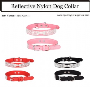 Rhinestones Bling Dog Cat Collars Diamond with Rhinestone Bowtie Decoration